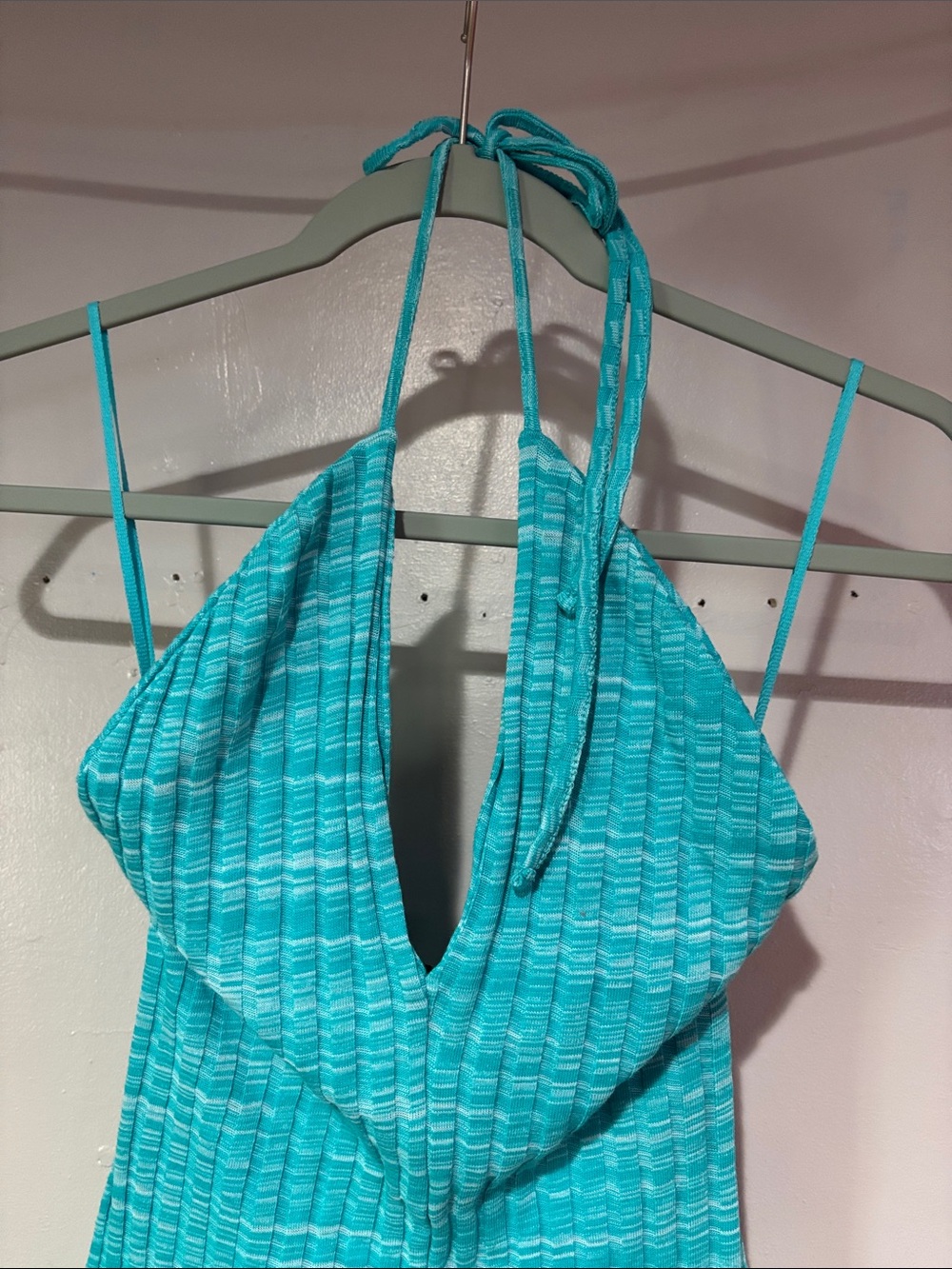 Zara Teal Halter Knit Jumpsuit - Picture 3 of 5
